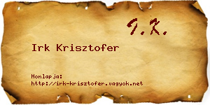 Irk Krisztofer névjegykártya